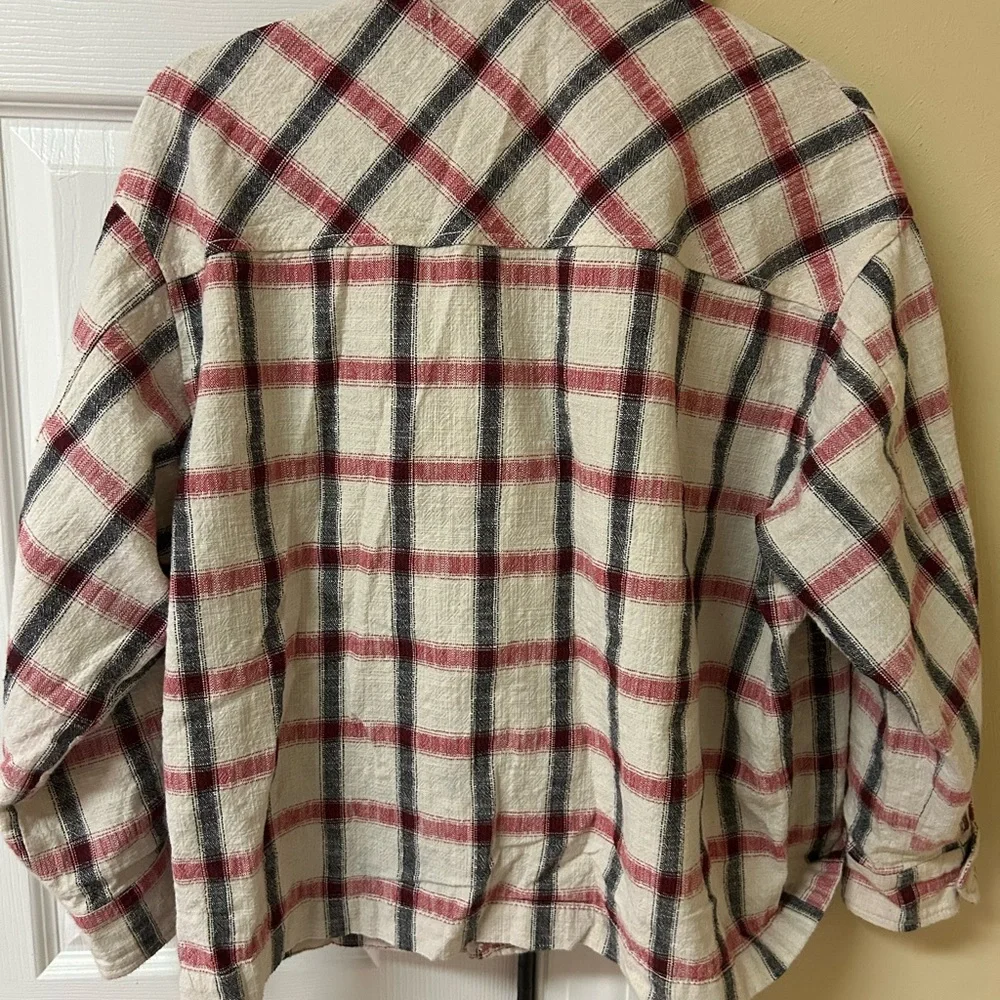 Zara Women's Plaid Utility Jacket - Red, Black, Cream